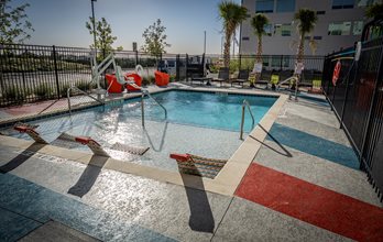 modern hotel pool deck