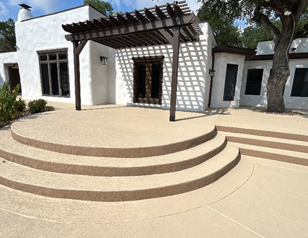 concrete steps matched to patio