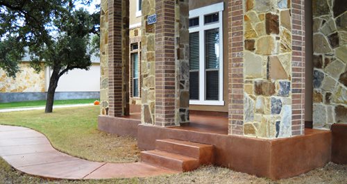 Custome Stain With Clear Seal And Grit (front Patio, Steps, House Foundation)
Walkways & Stairs 
SUNDEK San Antonio
