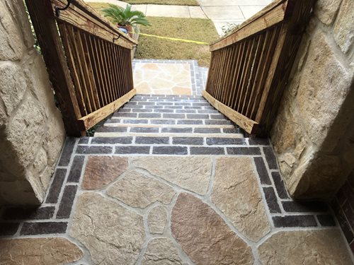 Front Steps Sun Stone With Brick Border Zavala Tx
Walkways & Stairs 
SUNDEK San Antonio
